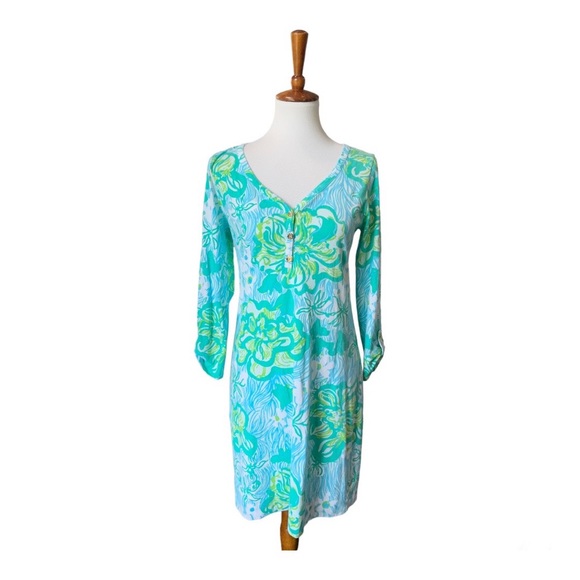 Lilly Pulitzer Palmetto Mini Dress in Wave Rider Lagoon Green - Picture 2 of 12